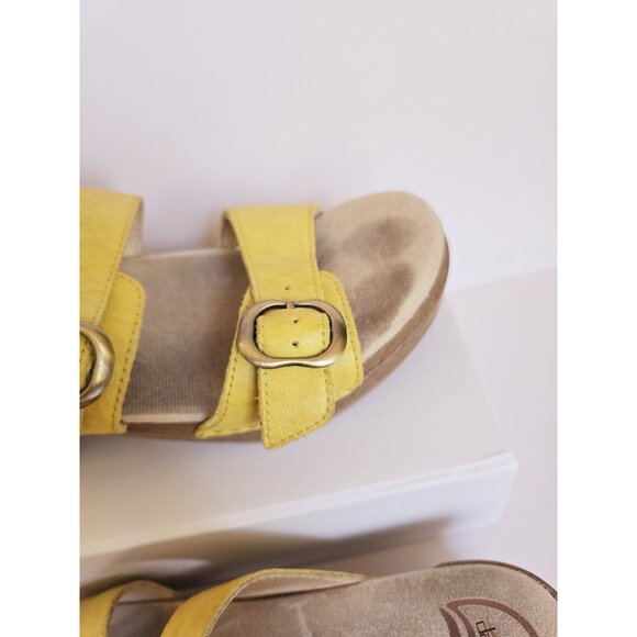 Dansko Sophie Yellow Leather Buckle Slip On Wedge Sandals Shoes 8.5 9 39 - Picture 4 of 11